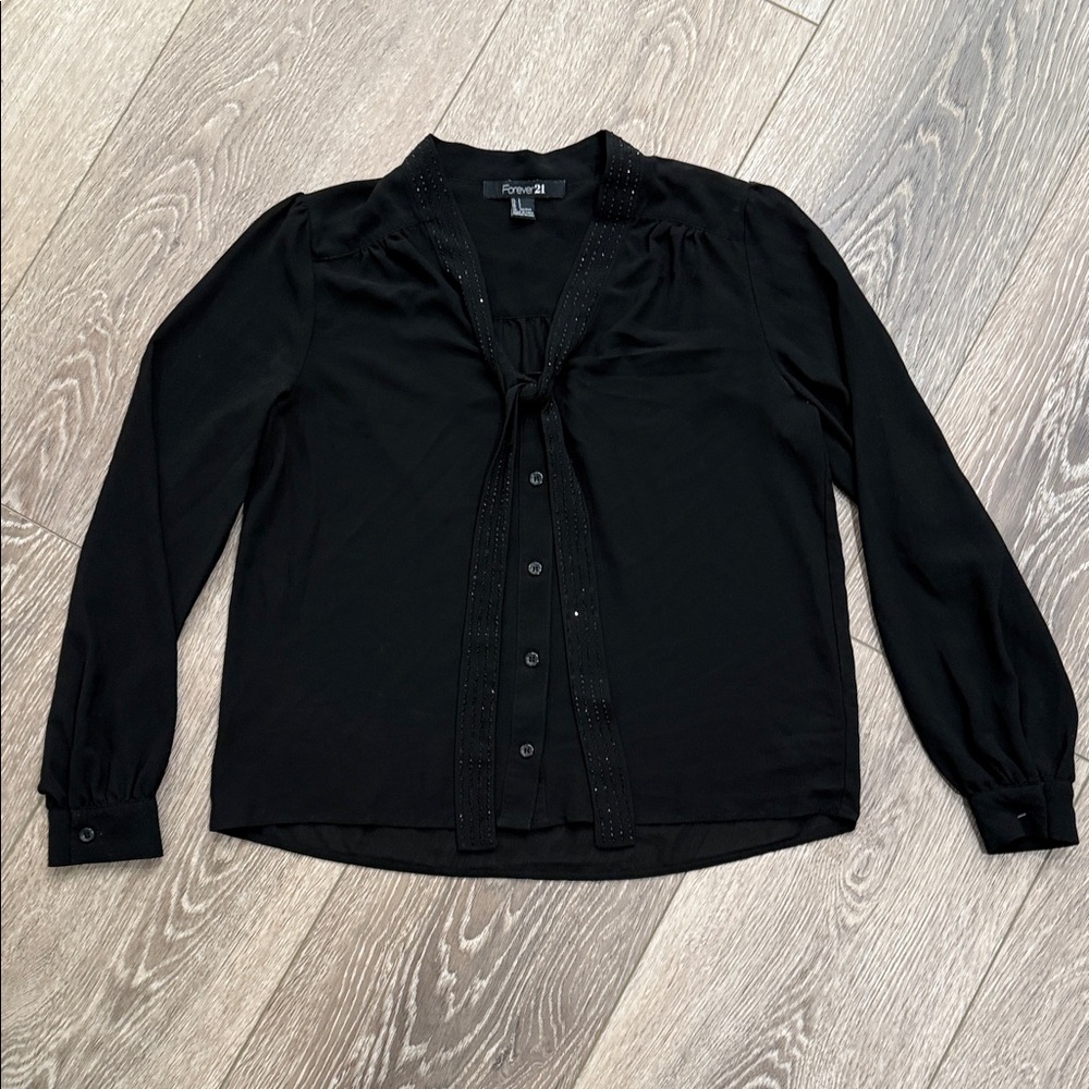 Forever21 Black Long Sleeve Blouse